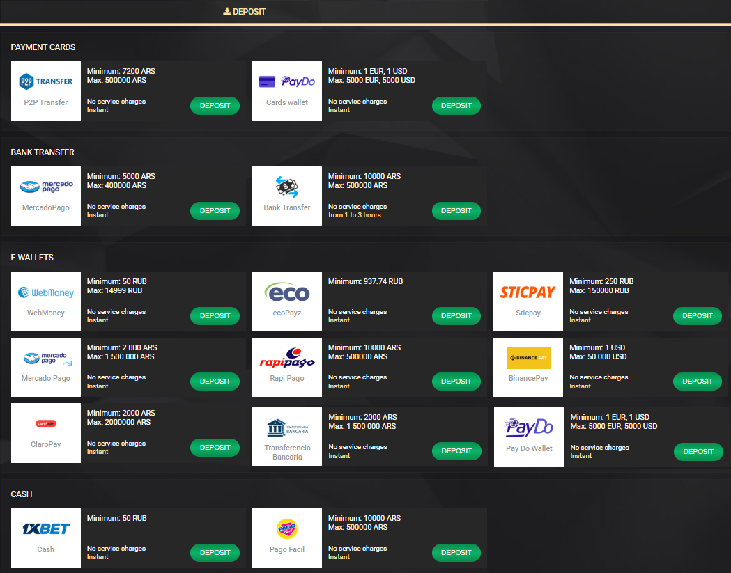 Depósitos y retiros